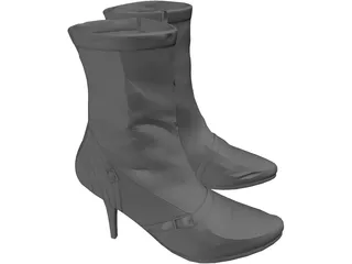 Woman Leather Boots 3D Model preview