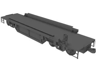Flat Bed Train Carriage 3D Model preview