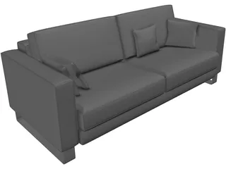 Sofa with Pillows 3D Model preview