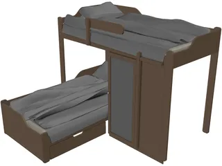 Bunk Bed 3D Model preview