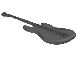 Bass Guitar Four String 3D Model preview