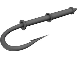 Fishing Fly, Hook and Feathers 3D Model preview