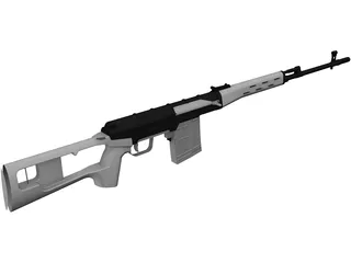 SVD Dragunov Sniper Rifle 3D Model preview