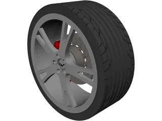 Wheel/Tire with Caliper and Rotor 3D Model preview