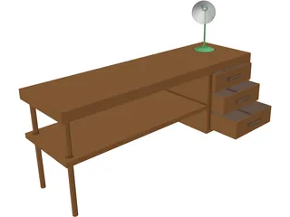 Table and Lamp 3D Model preview