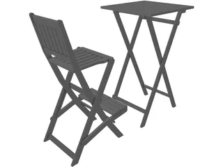 Bar Chair and Table 3D Model preview