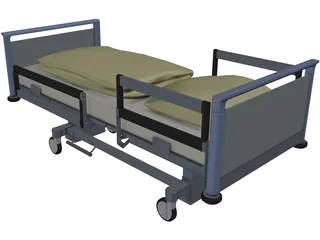 Hospital Bed 3D Model preview