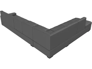 Round Exterior Sofa 3D Model preview