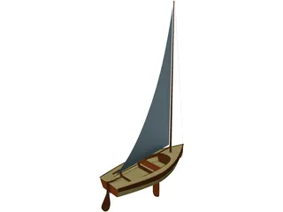 Wooden Sailboat 3D Model preview