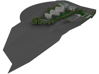 Settlement with 12 Buildings 3D Model preview