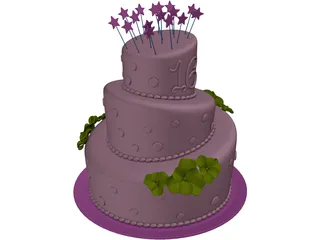 Cake Sweet 16 3D Model preview