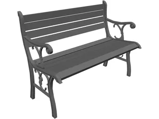 Wrought Iron Park Bench 3D Model preview