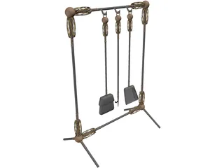 Fire Place Tools and Rack 3D Model preview