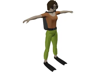 Woman Swimmer 3D Model preview