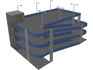 Garage Parking Four Level 3D Model preview