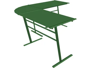 Desk Glass Top Contemporary 3D Model preview