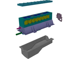 Flathead Straight 8 Engine 3D Model preview