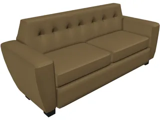 Couch Leather Art Decco 3D Model preview