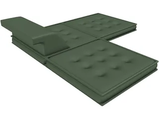 Floor Futon and Pillows 3D Model preview