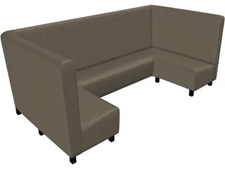 Booth Restuarant Square 3D Model preview
