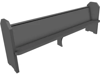 Church Pew Simple 3D Model preview