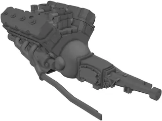 Ford Mustang Engine 3D Model preview