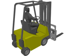 Forklift with Operator 3D Model preview