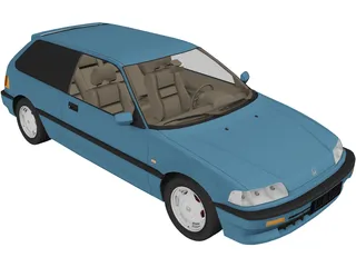 Honda Civic IV Hatchback (1987) 3D Model preview