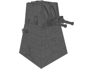Star Wars Death Star Trench Turbo Laser Cannon Turret 3D Model preview