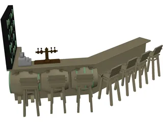 Wine Bar 3D Model preview
