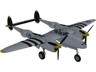 Lockheed P-38 Lightning 3D Model preview