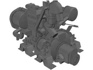Yanmar 2cyl Engine 3D Model preview