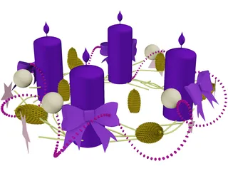 Christmas Candles 3D Model preview