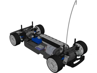 Tamiya TT01 RC Car Chassis 3D Model preview