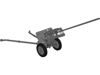 ZiS-2 57mm Anti-Tank Gun M1943 3D Model preview