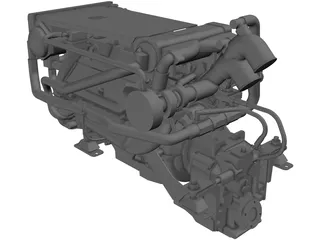 Yanmar Marine Engine Diesel 8LV 320HP 3D Model preview