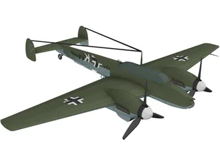 Messerschmitt BF-110 Winter Camo 3D Model preview