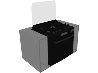 Stove Built-in 5 Burner 3D Model preview