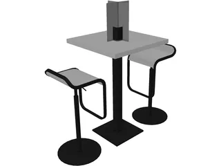 Barstool with Table 3D Model preview