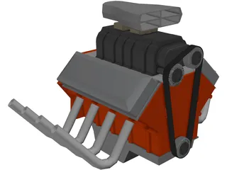 Funny Car Engine 3D Model preview