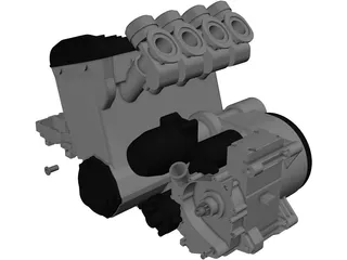 Kawasaki Engine and Sump 3D Model preview