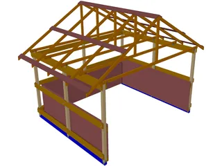 Shed Framing Run-in 3D Model preview