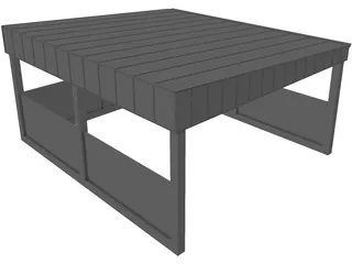 Carport with Metal Roof 3D Model preview