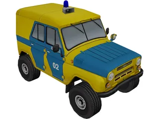 UAZ 469 Police 3D Model preview