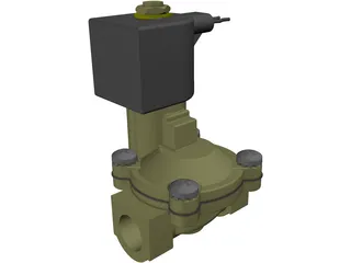 Solenoid Valve with 12V DC Coil 3D Model preview