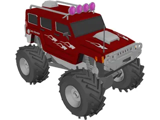 Hummer H3 4x4 Monster Truck 3D Model preview