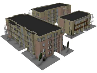 Condo Buildings 3D Model preview