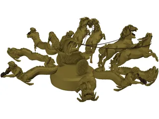 Chariot with Horses and other Creatures 3D Model preview
