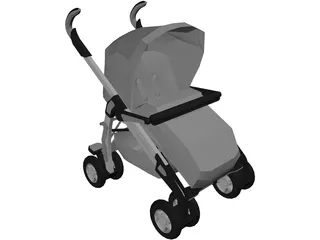 children Baby Carriage 3D Model preview