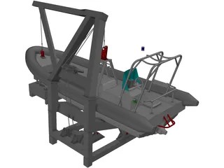 Davit and Inflatable Boat 3D Model preview